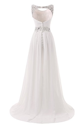 Abaowedding Women's Chiffon V Neck Shoulder Straps Long Wedding Evening Dress - Image 3