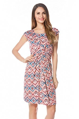 Bearsland Women's Maternity Floral Short Sleeves Nursing Breastfeeding Dresses - Image 5