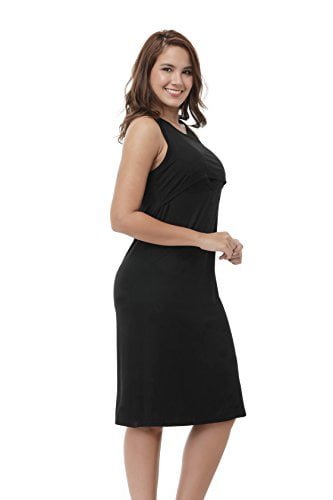 JJMG Breastfeeding Maternity Double Layered Nursing Sleeveless Black Dress - Image 2