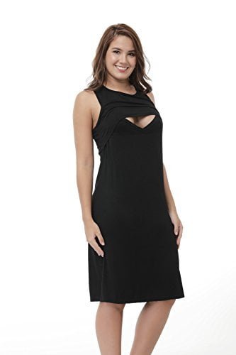 JJMG Breastfeeding Maternity Double Layered Nursing Sleeveless Black Dress - Image 3