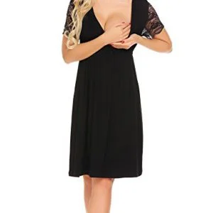 MAXMODA Womens Delivery/Labor/Maternity/Nursing Nightgown Pregnancy Gown for Hospital Breastfeeding Dress