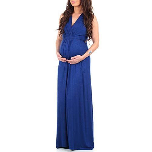 Women's Ruched Maternity and Nursing Maxi Dress with Adjustable Waist Tie in Regulars and Plus Sizes - Made in USA - Image 2