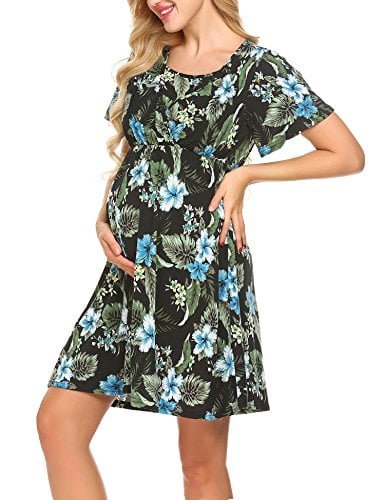 Beyove Womens Floral Labor Delivery Maternity Nursing Dress Pregnancy Gown Hospital Breastfeeding Dress - Image 2