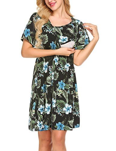 Beyove Womens Floral Labor Delivery Maternity Nursing Dress Pregnancy Gown Hospital Breastfeeding Dress