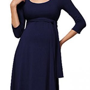 Pink QueenWomen's Cotton Maternity 3/4 Sleeve Nursing Dress