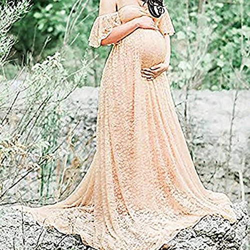 Pregnant Women Off-shoulder Lace Long Maxi Dress Maternity Photography Gown Prop