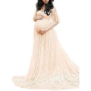 SICILY Women's Lace Off-Shoulder Long Maternity Dress Plus Photography