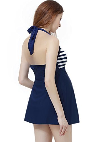 Momo Maternity Bathing Suit UPF 50 One Piece Skirted Swimdress Women's Maternity Swimwear Pregnancy Swimsuit - Image 4