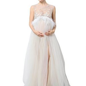 EPLAZA Maternity Maxi Lace Dress Set Sleeveless Split Photography Gown