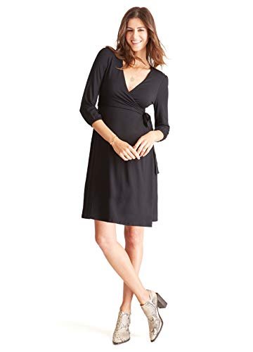 Simple & Beautiful Quarter Sleeve Maternity Wrap Midi Dress Simple & Beautiful Quarter Sleeve Maternity Wrap Midi Dress