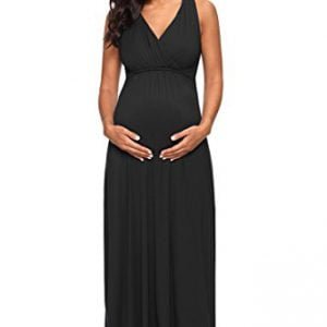 Jezero Women's Long Sleeve Ruched Maternity Maxi Photography Dress With Adjustable Waistband