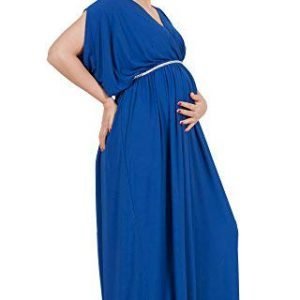 KOH KOH Womens Long Short Sleeve V-Neck Maternity Summer Flowy Gown Maxi Dress