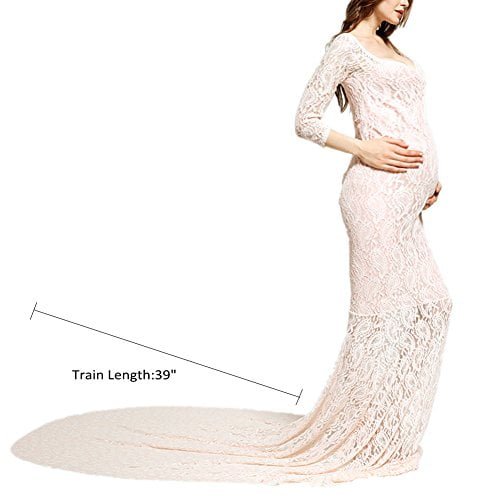 Maternity Photography Props V Neck Long Sleeve Lace Maternity Dresses for Photography - Image 4